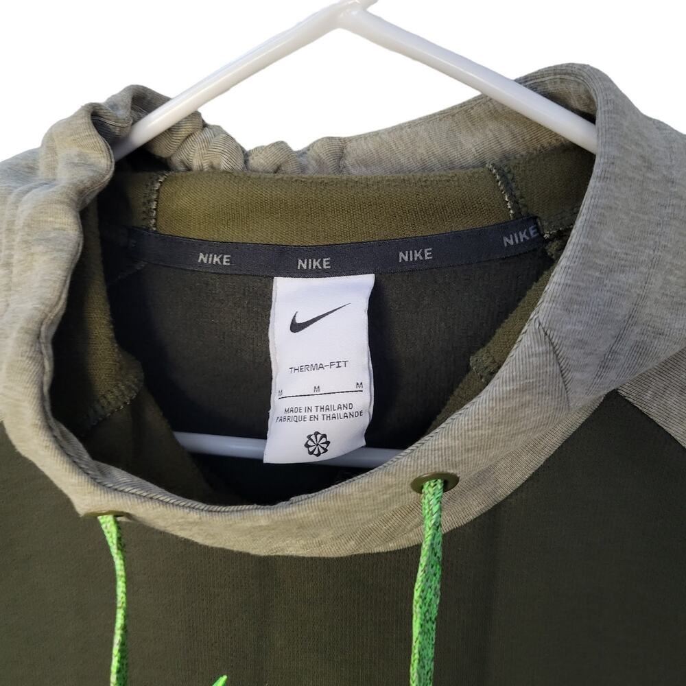 2. Nike Therma-FIT Pullover Training Heathered Green Hoodie‎ Men's M DD2112-326 - Picture 4 of 11